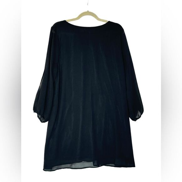 Lulu’s  Shifting Dears Black Long Sleeve Mini Dress| Size XL - Picture 3 of 7